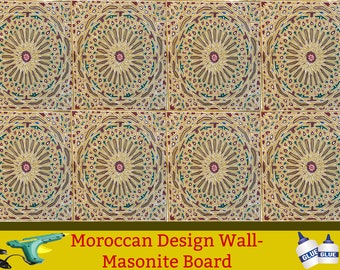 NEW2023/ Set of 4 DIY Moroccan Masonite Wood Wall-paper Square Board,  39.350cm Adhesive Masonite Wallpaper, Masonite for Painting Walls 