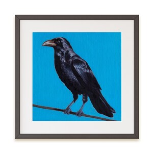 Black Crow Art Print digital download from original painting - printable wall art instant download Raven birder bird watcher gift home decor