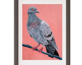 Pigeon Bird Art Print digital download from original painting printable art wall art instant download beautiful bird art home decor fine art