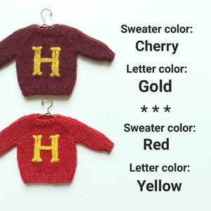 Miniature personalized wool sweater, Mini sweater, Christmas tree decoration, Tiny hand knit letter jumper, Monogramed gift image 6