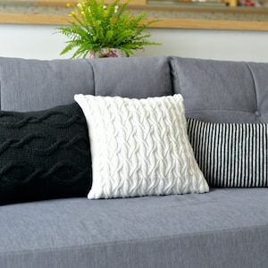 Knitted pillow covers black&white set, home decor, decorative pillow