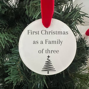 Personalised My First Christmas as a Family of 3 4 5 Bauble, Custom Acrylic Ornament, Family Tree Decoration, Festive Holiday Keepsake Gift