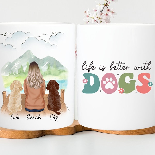 Personalised dog mug, girl and dog, woman and dog mug, dog mum, fur mama, Dog owner gift, Christmas gift, Dog Mum Mug, gift for her, friends