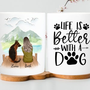 Personalised dog mug, girl and dog, woman and dog mug, dog mum, fur mama, Dog owner gift, Christmas gift, Dog Mum Mug, gift for her, friends