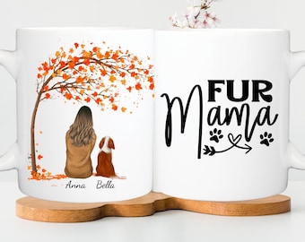 Personalised dog mug, girl and dog, woman and dog mug, dog mum, fur mama, Dog owner gift, Christmas gift, Dog Mum Mug, gift for her, Autumn