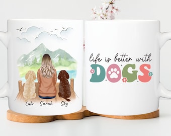 Personalised dog mug, girl and dog, woman and dog mug, dog mum, fur mama, Dog owner gift, Christmas gift, Dog Mum Mug, gift for her, friends