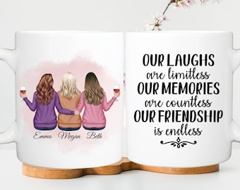 up to 5 girls, Personalised gift for best friend, Friendship mug, best friend gift, gifts for friends, personalised mug, besties gift