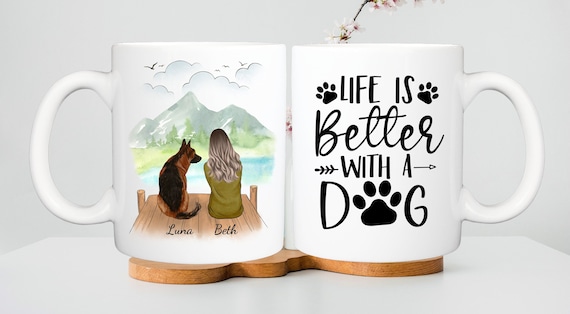 Personalised dog mug, girl and dog, woman and dog mug, dog mum, fur mama, Dog owner gift, Christmas gift, Dog Mum Mug, gift for her, friends