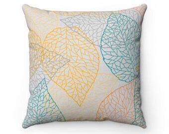 Spun Polyester Square Pillow - Leaves