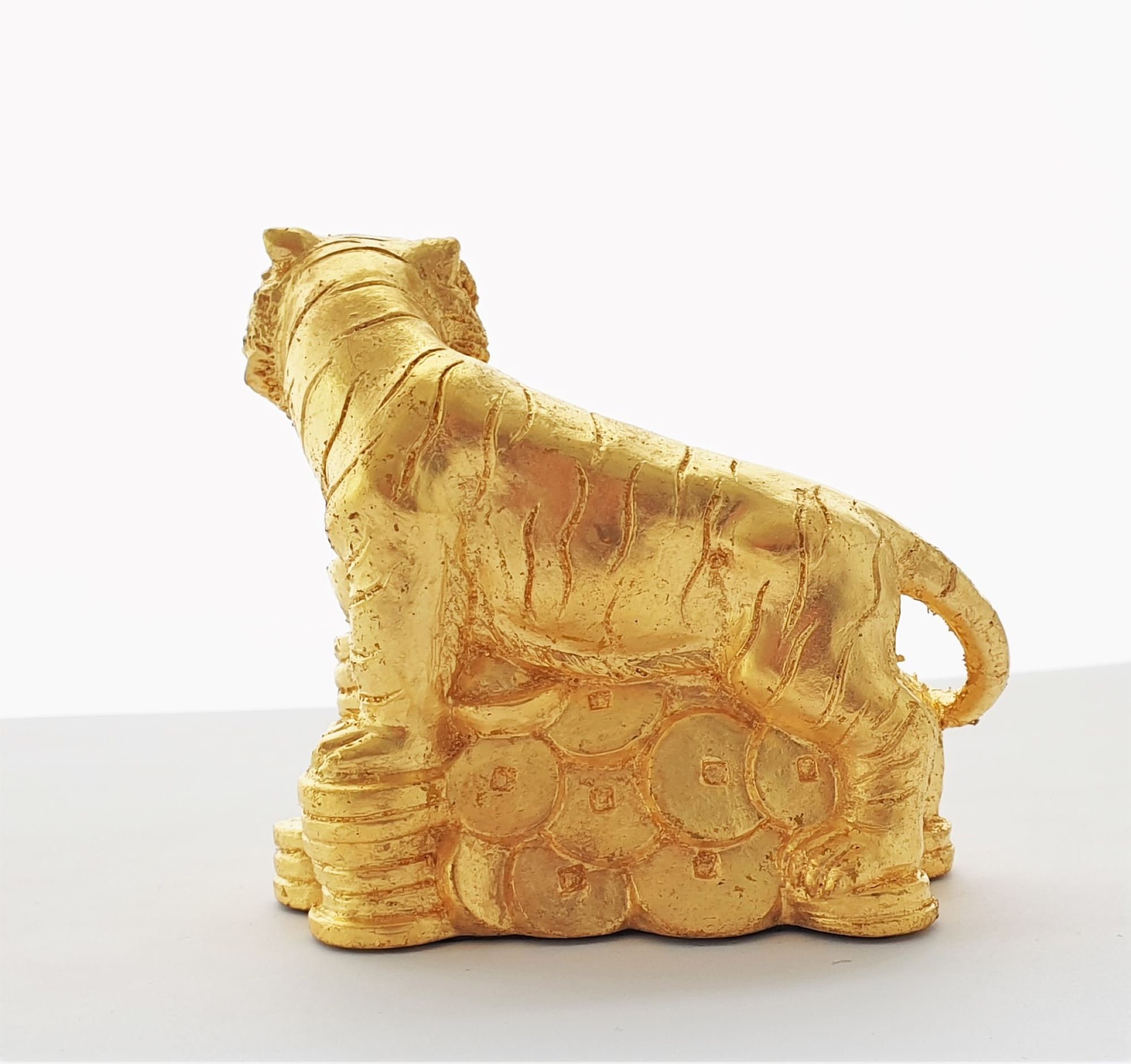 Vintage Feng Shui Tiger Sculpture 8cm gold Deco Collectible Etsy