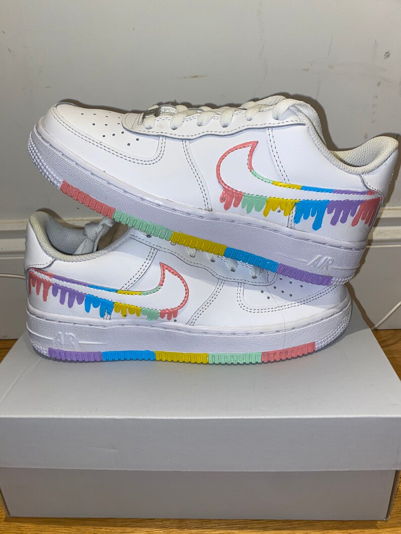 Pastel Rainbow Drip Custom Air Force 1's | Etsy