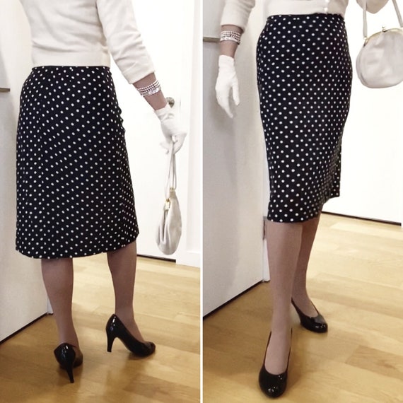 Polkadot skirt / 40s 50s style / black with white