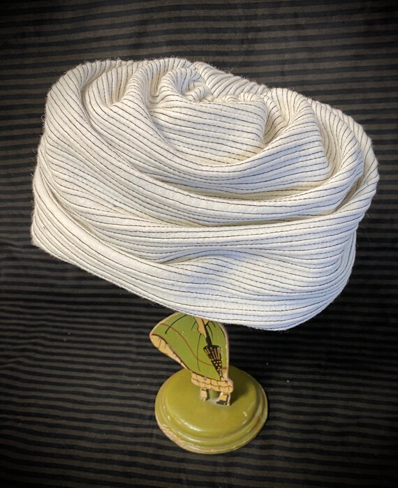 40s turban hat / white with black stripe / classic