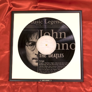 John Lennon, Beatles vinyl /vintage gift / Laser Engraved Vinyl /Vinyl in Frame / LP Records / Wall Mount Records / Wall Decor / Unique Gift