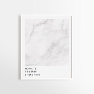 White Howlite Texture Art Print: Minimalist Gemstone Photography