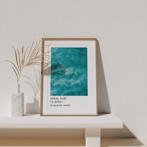 Cartel de impresión de arte de surf aéreo | Arte mural | Fotografía minimalista | Textura Water Surf Print | Arte de color azul | Mar imagen 7