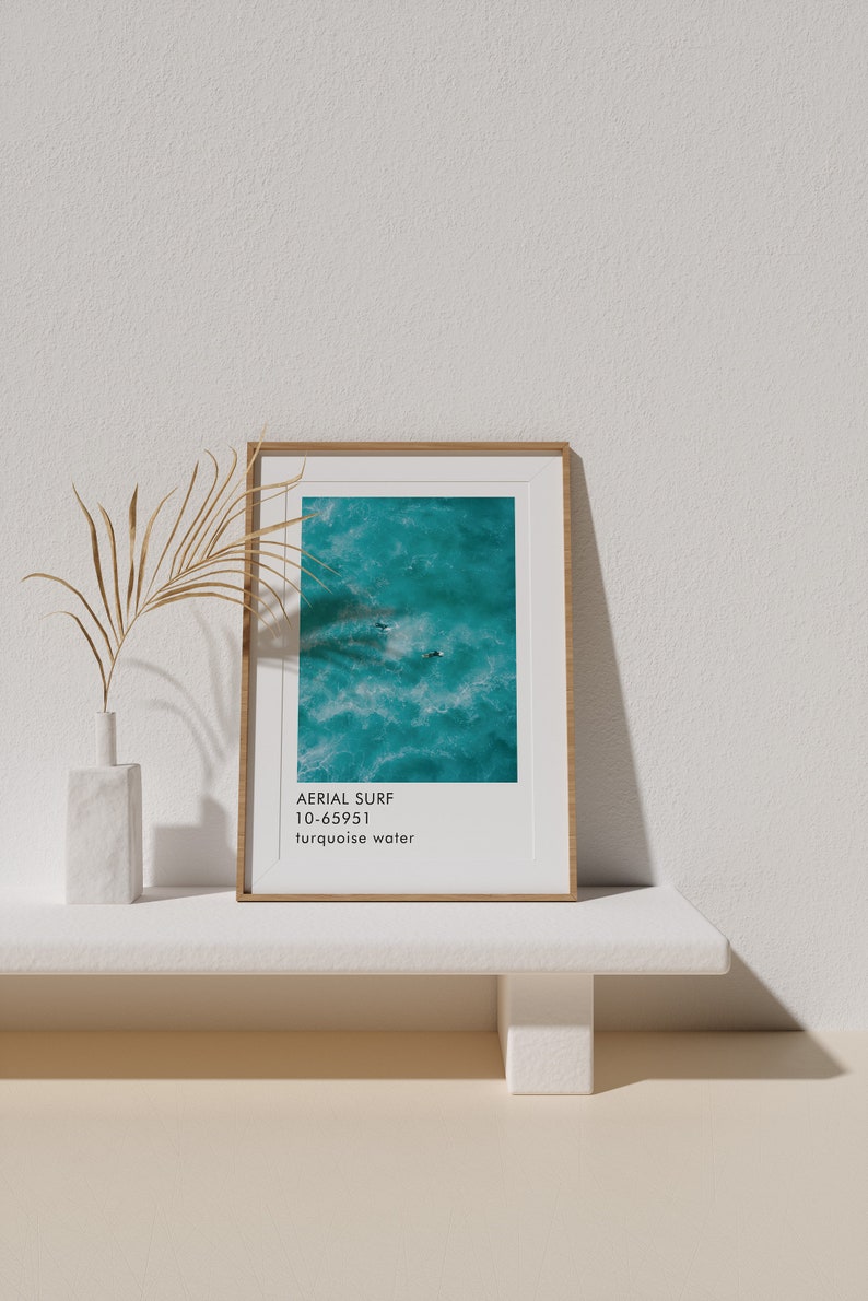 Cartel de impresión de arte de surf aéreo | Arte mural | Fotografía minimalista | Textura Water Surf Print | Arte de color azul | Mar imagen 7