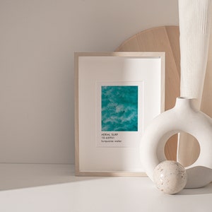 Cartel de impresión de arte de surf aéreo | Arte mural | Fotografía minimalista | Textura Water Surf Print | Arte de color azul | Mar imagen 9