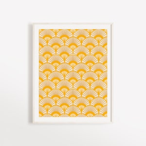 Yellow Sunrise Pattern | Modern Wall Art |  Minimalist Illustration | Geometric Design | Deco | Yellow Color | Home Deco | Design Furniture