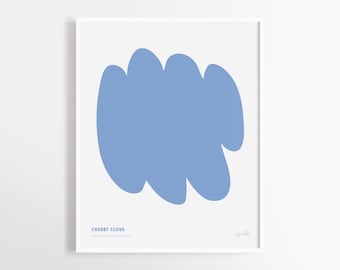 Chubby Cloud Art Print Poster | Wall Art | Supersoft | Sky Blue | Bold Colorful Art | Ordinary Shape | Abstract | Home Deco | Modern Art