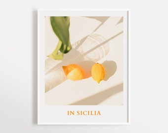 In Sicilia Lemon Art Print Poster | Wall Art | Minimalist Photography |  Summer Lemon Print | Italian Vintage Vibe | Lemon Print | Home Deco