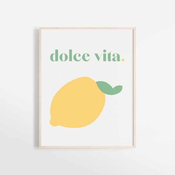Dolce Vita Lemon Art Print: Green Pastel Kitchen Decor