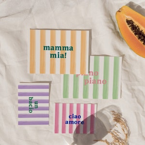 Set 5 Sommer Postkarten | Italienische Kunst | Bunter Kunstdruck | Dolce Vita Style | SommerNotizen | Italienische Postkarte