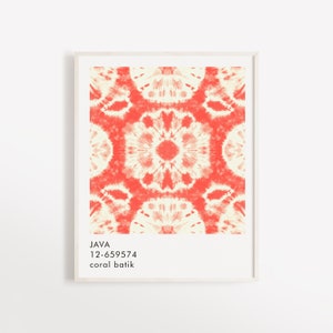 Korallbatikkonsttryck: Java Boho-stil, indonesisk dekoration