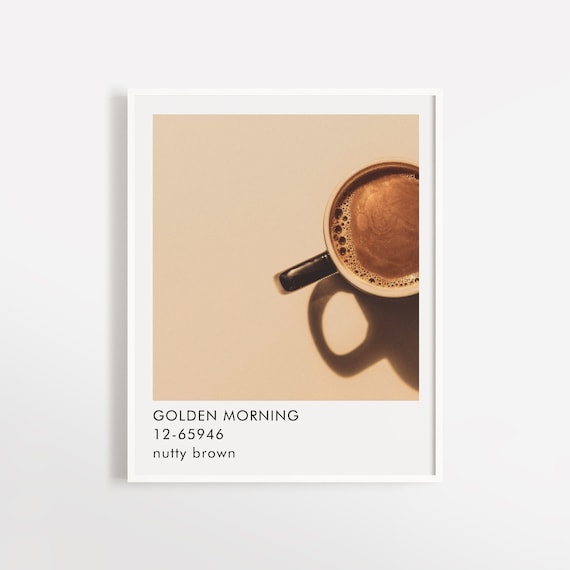 Golden Morning Coffee Art Print: Minimalist Beige Texture