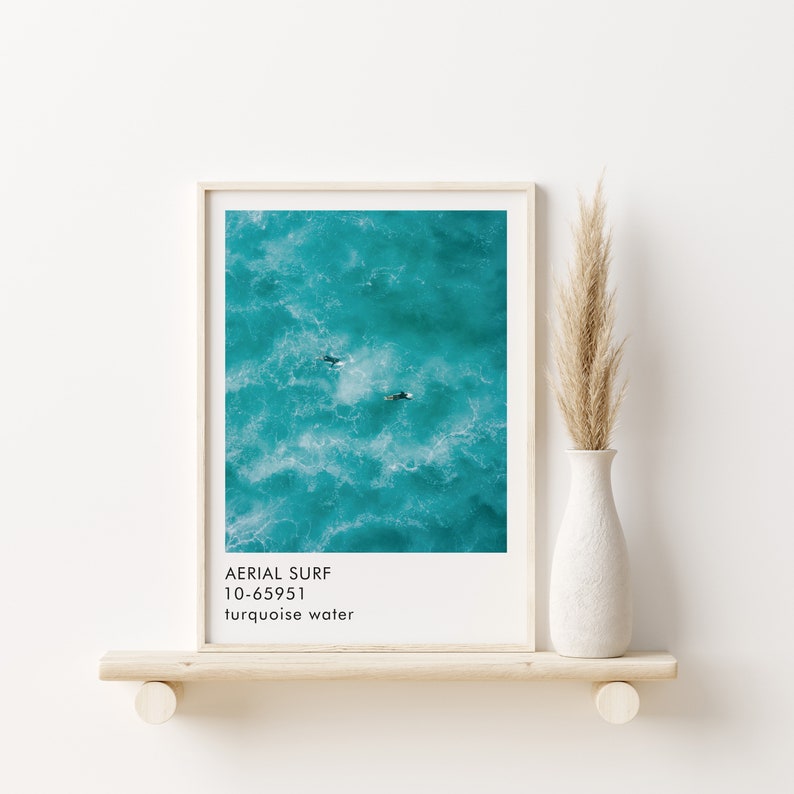 Cartel de impresión de arte de surf aéreo | Arte mural | Fotografía minimalista | Textura Water Surf Print | Arte de color azul | Mar imagen 5