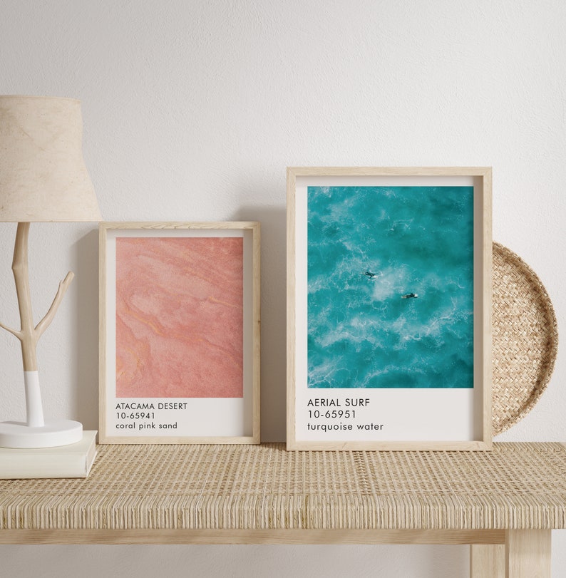 Cartel de impresión de arte de surf aéreo | Arte mural | Fotografía minimalista | Textura Water Surf Print | Arte de color azul | Mar imagen 3
