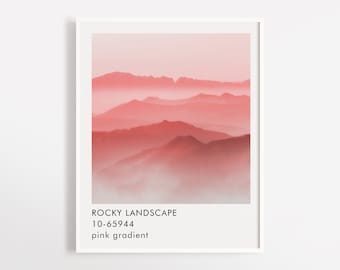 Pink Rocky Landscape Art Print Poster / Wall Art / Minimalist Photography / Texture Print / Pink Landscape View / Landscape Art / Pink Art