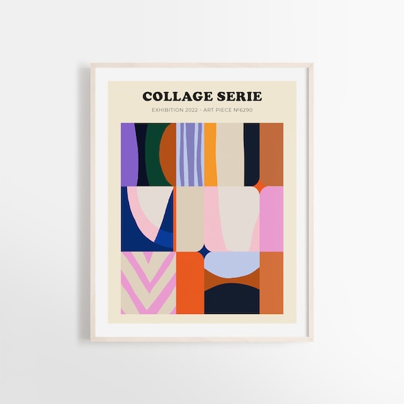 Colorful Abstract Collage Art Print: Modern Gallery Wall Decor