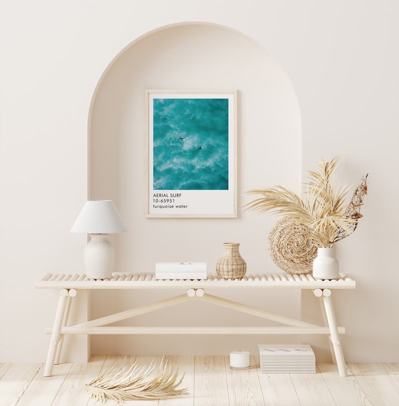 Cartel de impresión de arte de surf aéreo | Arte mural | Fotografía minimalista | Textura Water Surf Print | Arte de color azul | Mar imagen 8