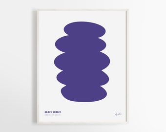 Grape Sorbet Art Print Poster | Wall Art | Supersoft | Purple Bold Shape | Colorful Art | Ordinary Shape | Abstract | Home Deco | Modern Art