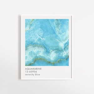 Serenity Blue Aquamarine Art Print Poster | Arte mural | Textura de piedras preciosas | Arte de color azul | Arte espiritual | Chakras | Mood Art | Astrología