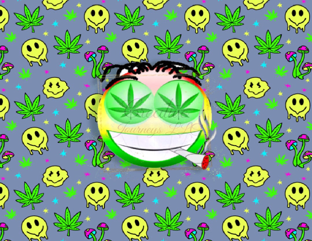 Smilely Weed Emoji , Marijuana Style Tumbler With Blunt, Tumbler Png