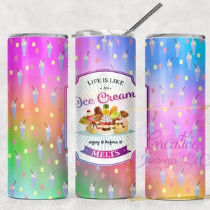 Gobelet à crème glacée, Dessert 20oz Skinny Tumbler Sublimation, Téléchargements PNG, beignet tumbler wrap, Tumbler Topper