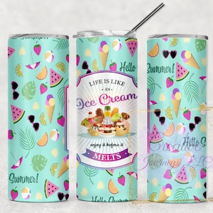Ice Cream Tumbler, Dessert 20oz Skinny Tumbler Sublimation, Téléchargements PNG, Wrap gobelet de crème glacée, Tumbler Topper