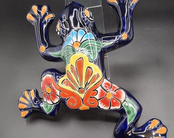 メキシコのタラベラ焼きカエル • 手描きのカエル • 新品