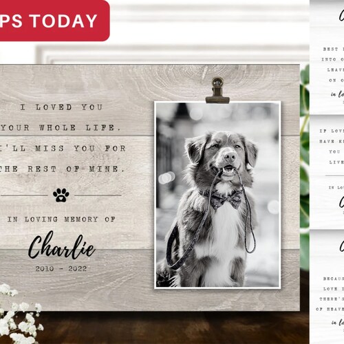 Pet Memorial Gift Personalized Dog Memorial Picture Board Etsy