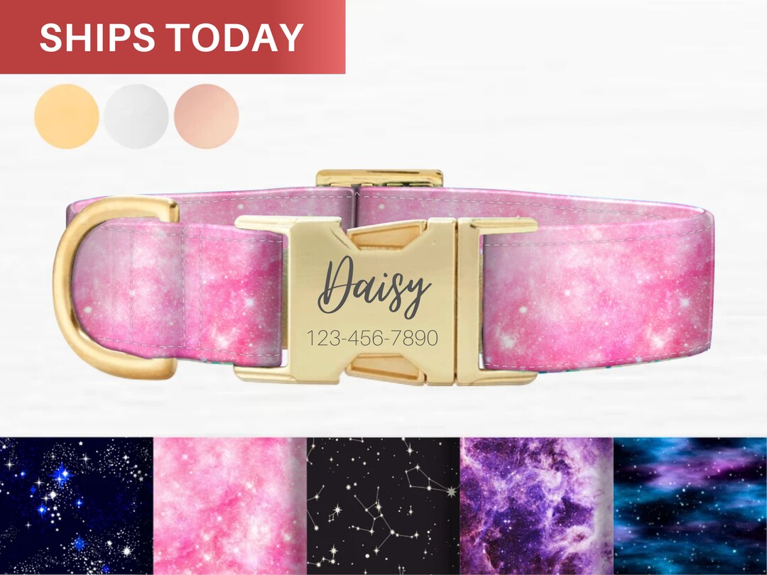 Galaxy Dog Collar Personalized Dog Collar With Name Fabric Etsy