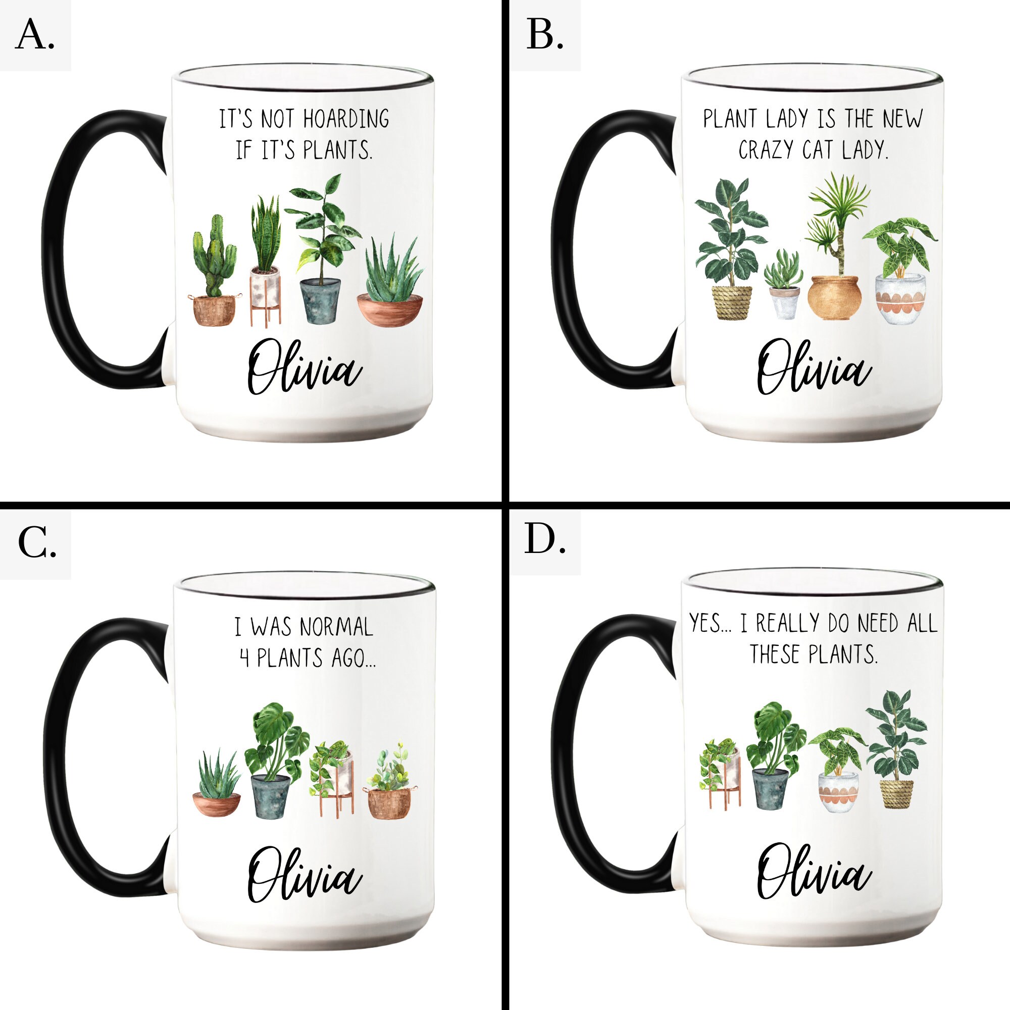 Plant Mug Personalized Gift for Plant Lover Plant Gift for Etsy