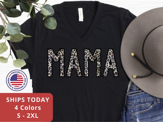 Mom Gift V-neck Shirt Mama Cheetah 