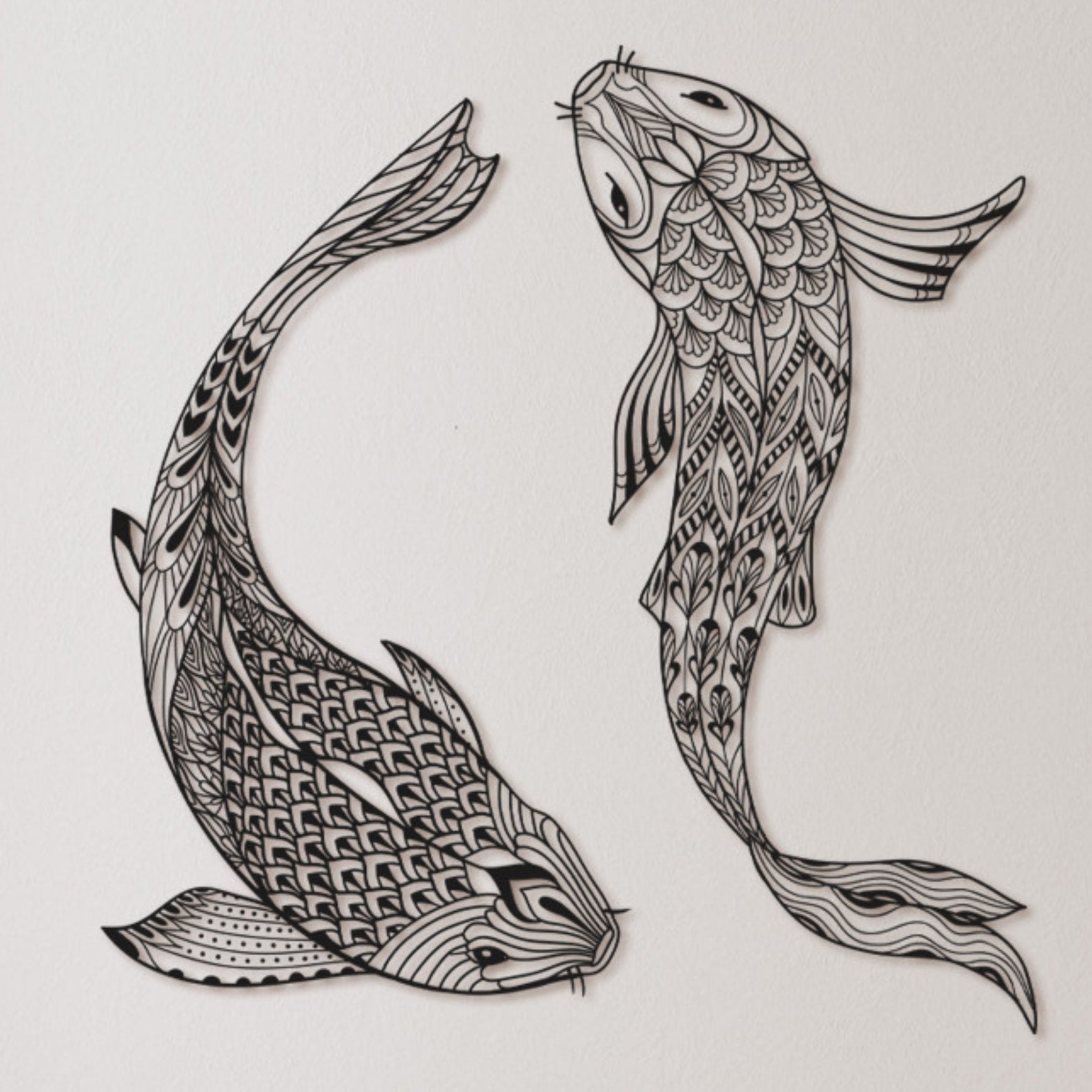 Koi Fish Metal Wall Decor Wall Hanging Home Decor Metal Etsy