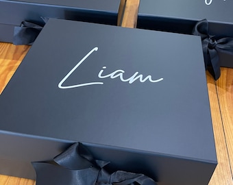 Black  Luxury Personalised GIFT BOX | Godparents | Bridesmaid | Bridesmaid Proposal | Maid of Honour | Engagement  | Christening  | Baptism
