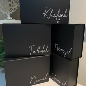 BLACK MEDIUM luxury Personalised  gift BOX | Godparents  | Bridesmaid  | Groomsmen | Bridesmaid Proposal | Maid of Honour |