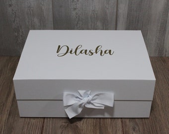 extra large Jumbo Ribbon PERSONALISED GIFT BOX | Godparents | Bridesmaid | Groomsmen| Proposal| Maid of Honour|Baptism | Christening|