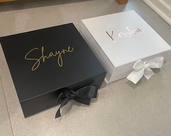 Black  Luxury Personalised mArked GIFT BOX | Godparents | Bridesmaid | Bridesmaid Proposal | Maid of Honour | Engagement  | Baptism  seconds