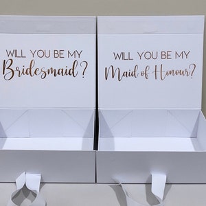 Luxury  Ribbon PERSONALISED GIFT BOX | Bridesmaid | Gift Box |Bridesmaid Proposal| Maid of Honour  |Bridal Party Gifts Rose Gold Medium